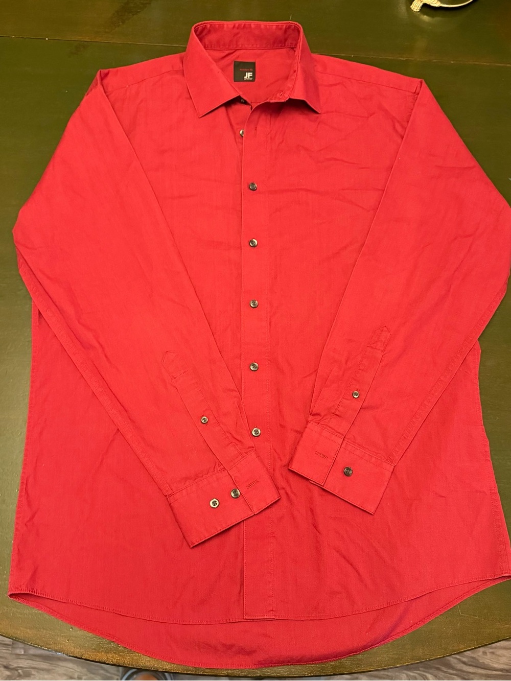 jf j.ferrar Men's Vibrant Red Long-Sleeve Dress Shirt